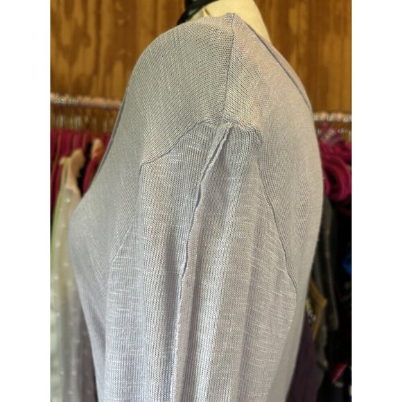 Intimately Free People Silver/Gray Long Sleeve Knit Lightweight L NWOT Raw Hem - Picture 5 of 10